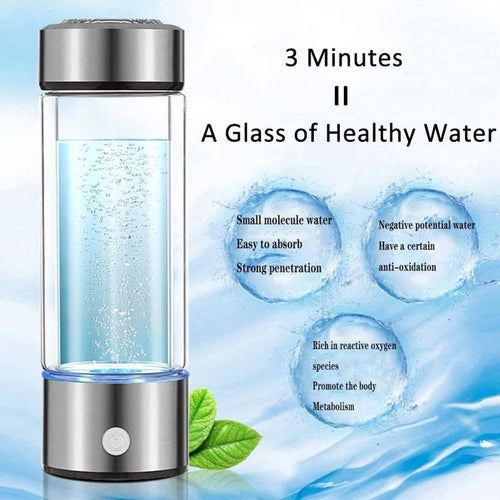 Portable hydrogen water bottle generator