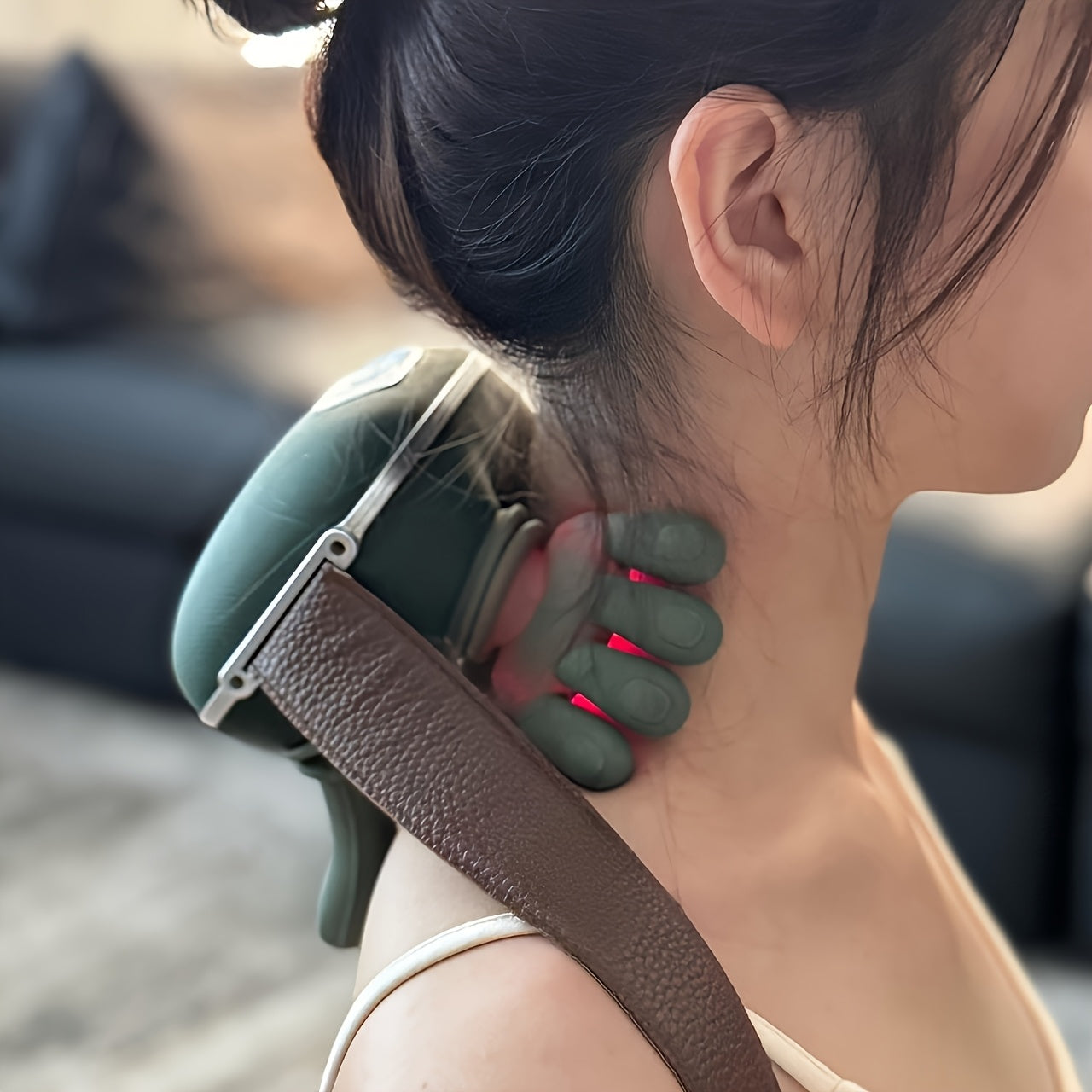 Neck massager in use