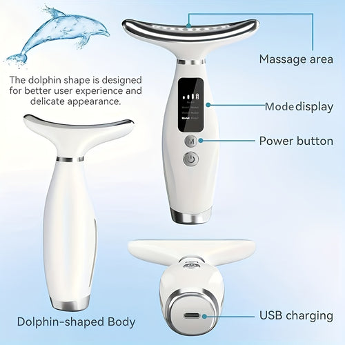 Facial and neck skincare massage device