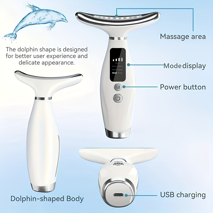 Facial and neck skincare massage device
