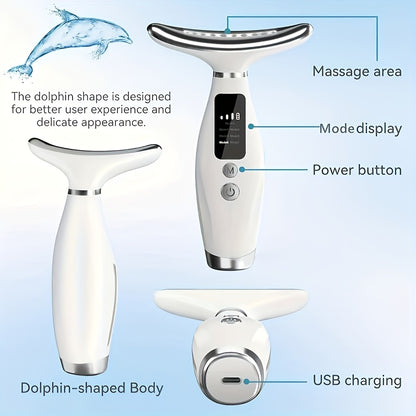 Facial and neck skincare massage device