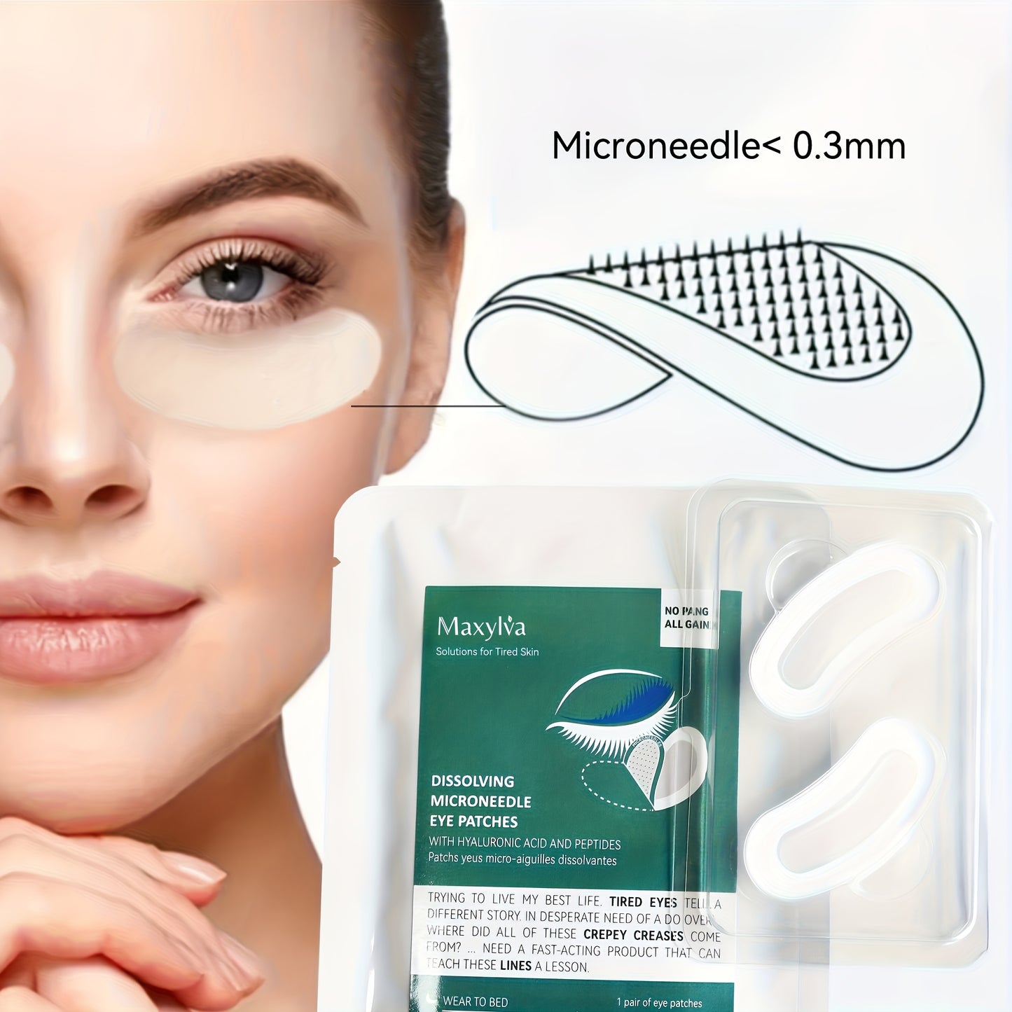 Dissolving hyaluronic acid under-eye patches