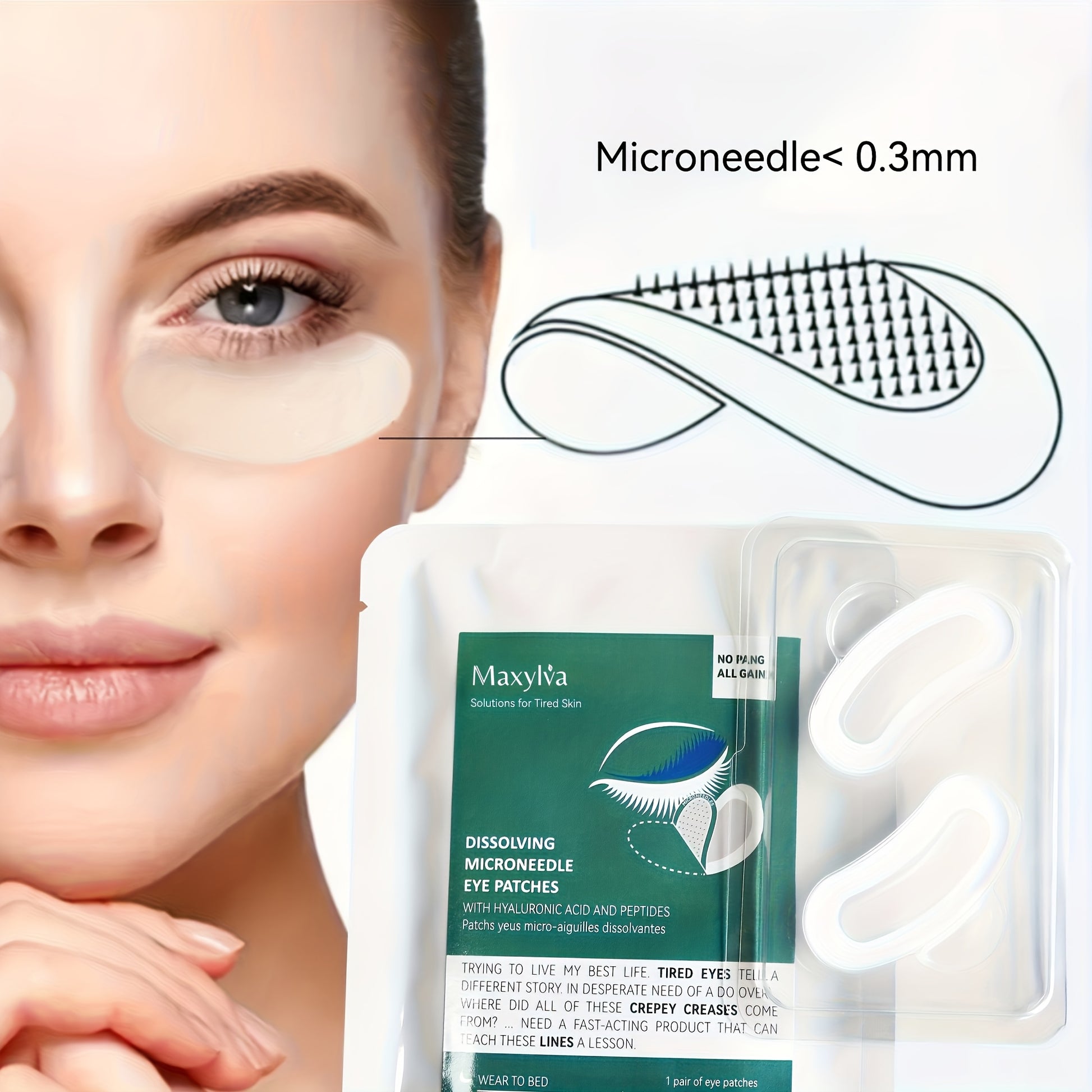 Dissolving hyaluronic acid under-eye patches